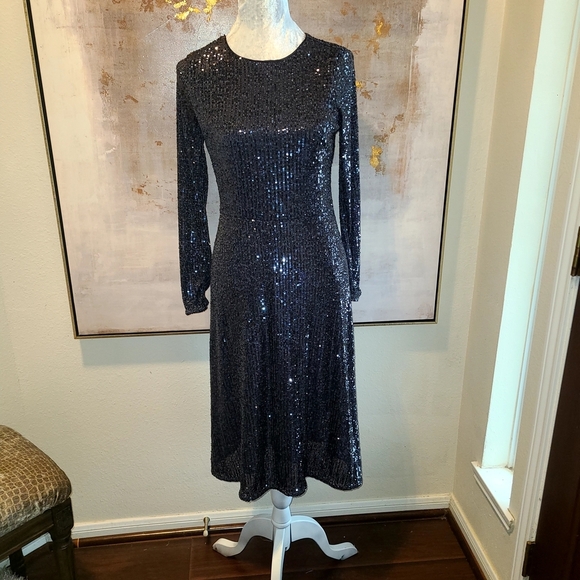 Ann Taylor Dresses & Skirts - Ann Taylor Blue Sequin Embellished Midi Dress